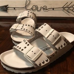 Birkenstock Studded Arizona White Sandals